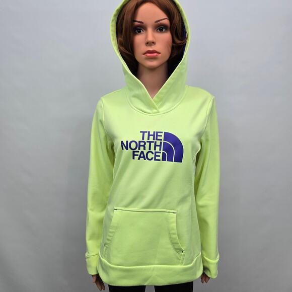 THE NORTH FACE Half Dome Hoodie Sweatshirt Spell Out Women M Neon Yellow/Green - Picture 2 of 12